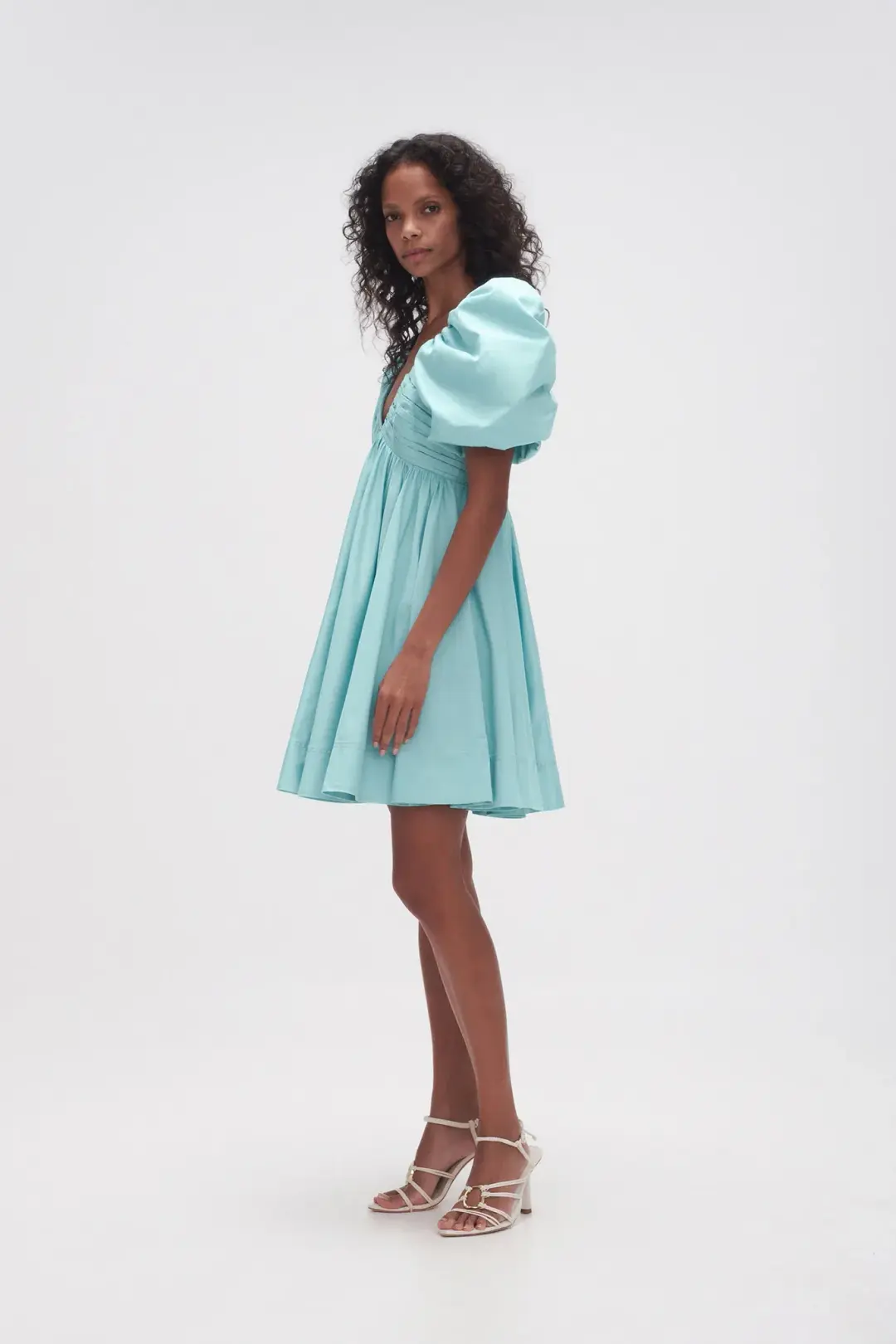 AJE Gabrielle Plunge Mini Dress Spearmint Blue Size 16 for rent on The Volte - main image