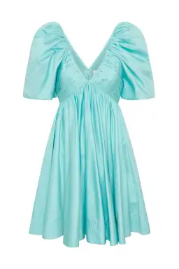 AJE Gabrielle Plunge Mini Dress Spearmint Blue Size 16 for rent on The Volte - image 2