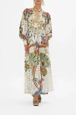 Camilla Valley of the Queens Shaped Waistband Dress with Gathered Sleeves Size M / AU 12 for rent on The Volte - image 1