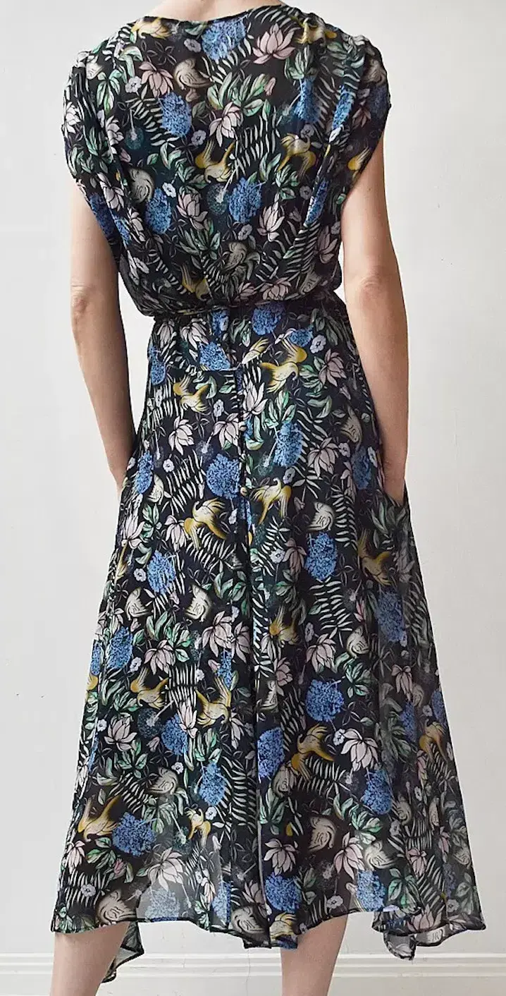 Scanlon and Theodore Bird and Floral Print Midi Dress Size 10 for rent on The Volte - main image