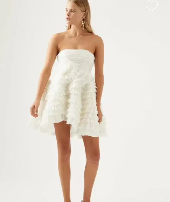 Aje Expressive Pleated Mini Dress White Size 14 for rent on The Volte - main image