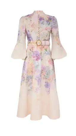 Zimmermann Dawning Buttoned Midi Dress Multi Hydrangea Size 2/AU 12 for rent on The Volte - image 1