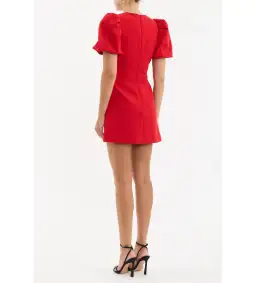 Rebecca Vallance Karina Puff Sleeve Mini Dress Red Size 6 for rent on The Volte - image 3