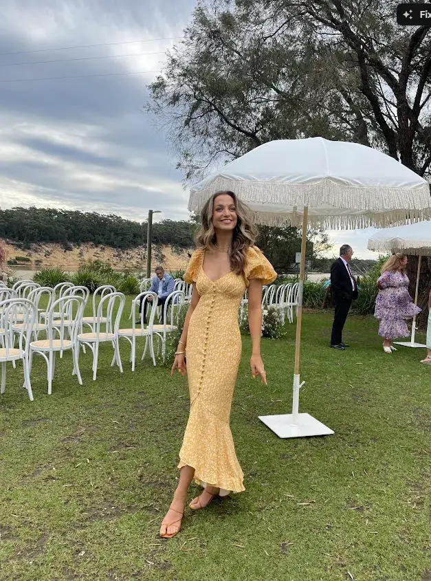 Significant Other Jacinta Dress in Champagne Pansy Size 8 for rent on The Volte - main image