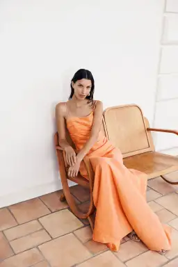 AJE Clarice Draped Maxi Dress Sunset Orange Size 14 for rent on The Volte - image 2