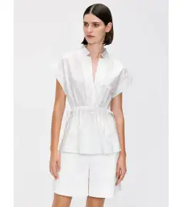 Veronika Maine Good Earth Cotton Tie Shirt Off White Size 16 for rent on The Volte - image 2