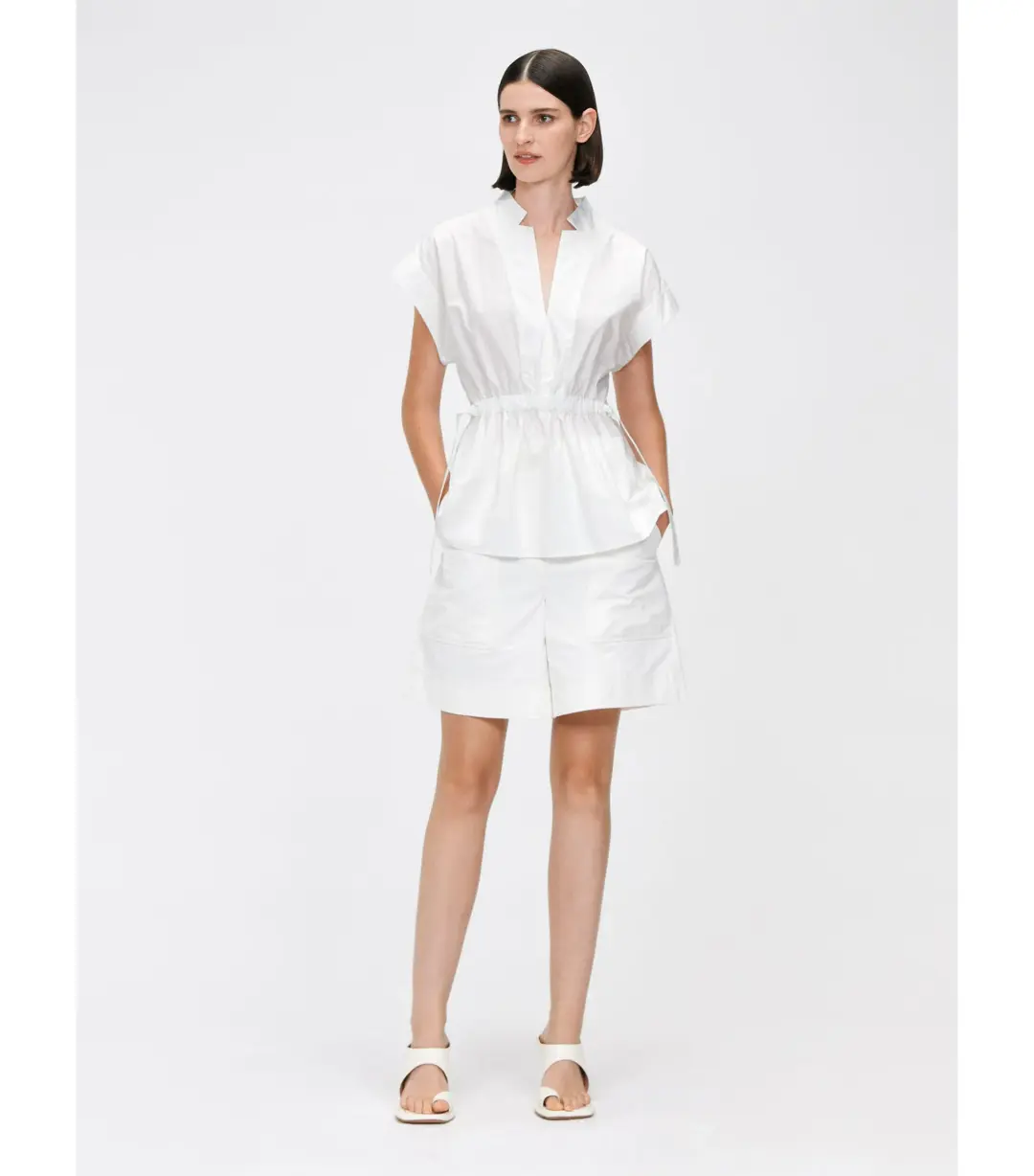 Veronika Maine Good Earth Cotton Tie Shirt Off White Size 16 for rent on The Volte - main image