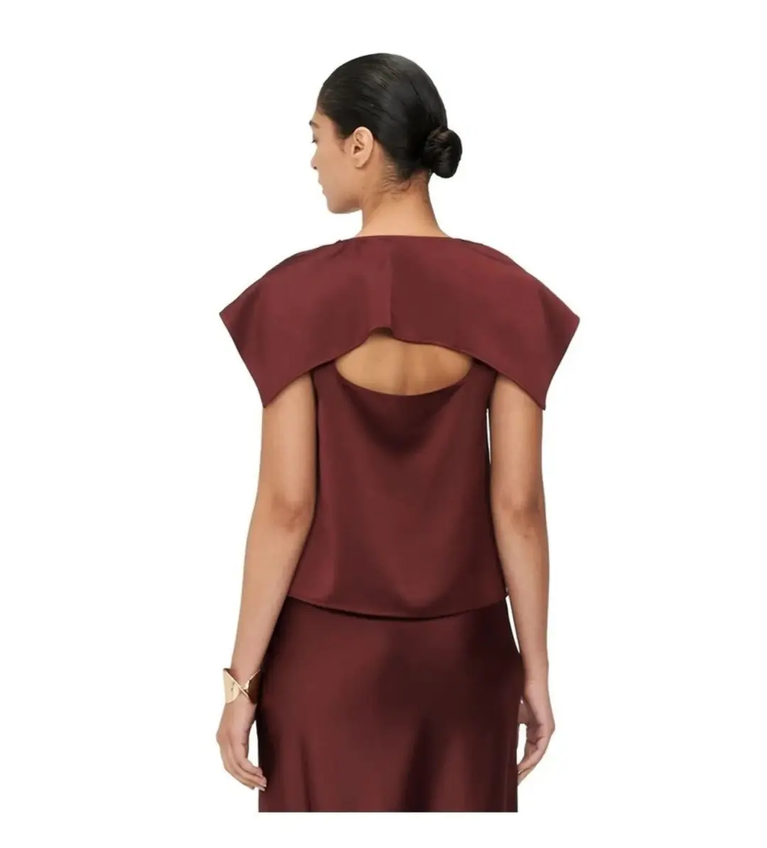 Veronika Maine Lustred Satin Cowl Top in Red Size AU 14 for rent on The Volte - main image