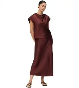 Veronika Maine Lustred Satin Cowl Top in Red Size AU 14 for rent on The Volte - image 1