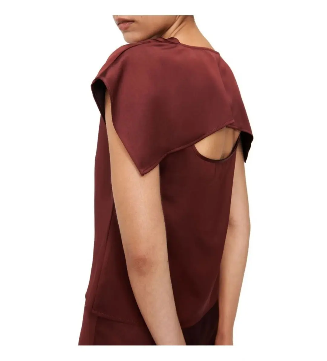 Veronika Maine Lustred Satin Cowl Top in Red Size AU 14 for rent on The Volte - main image