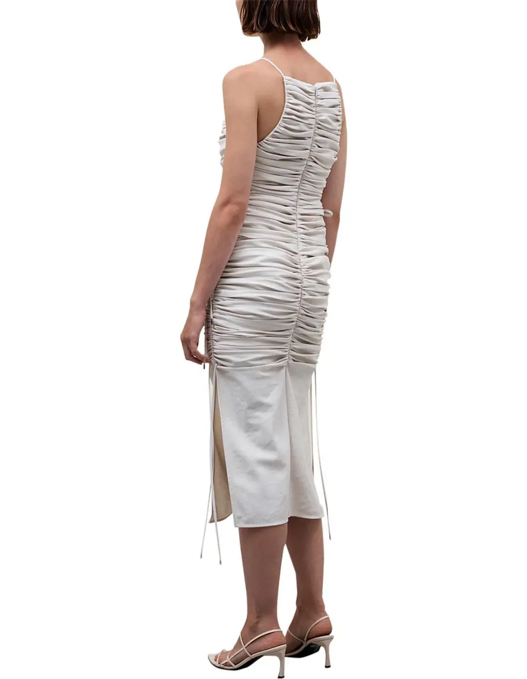 Rachel Gilbert Bailey Dress Shirred Midi Cream Size 6 for rent on The Volte - main image