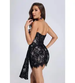 Bella Barnette Rosel Asymmetric Lace Mini Dress Size AU 6 for rent on The Volte - image 3