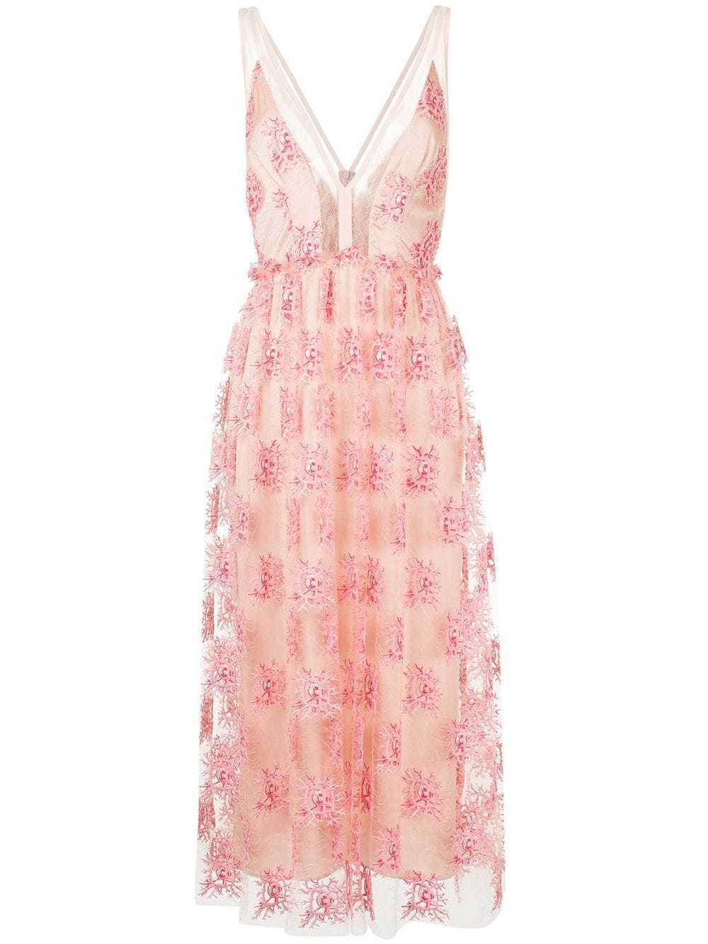 Manning Cartell Embroidered Sheer Midi Dress Pink Size 6 for rent on The Volte - main image