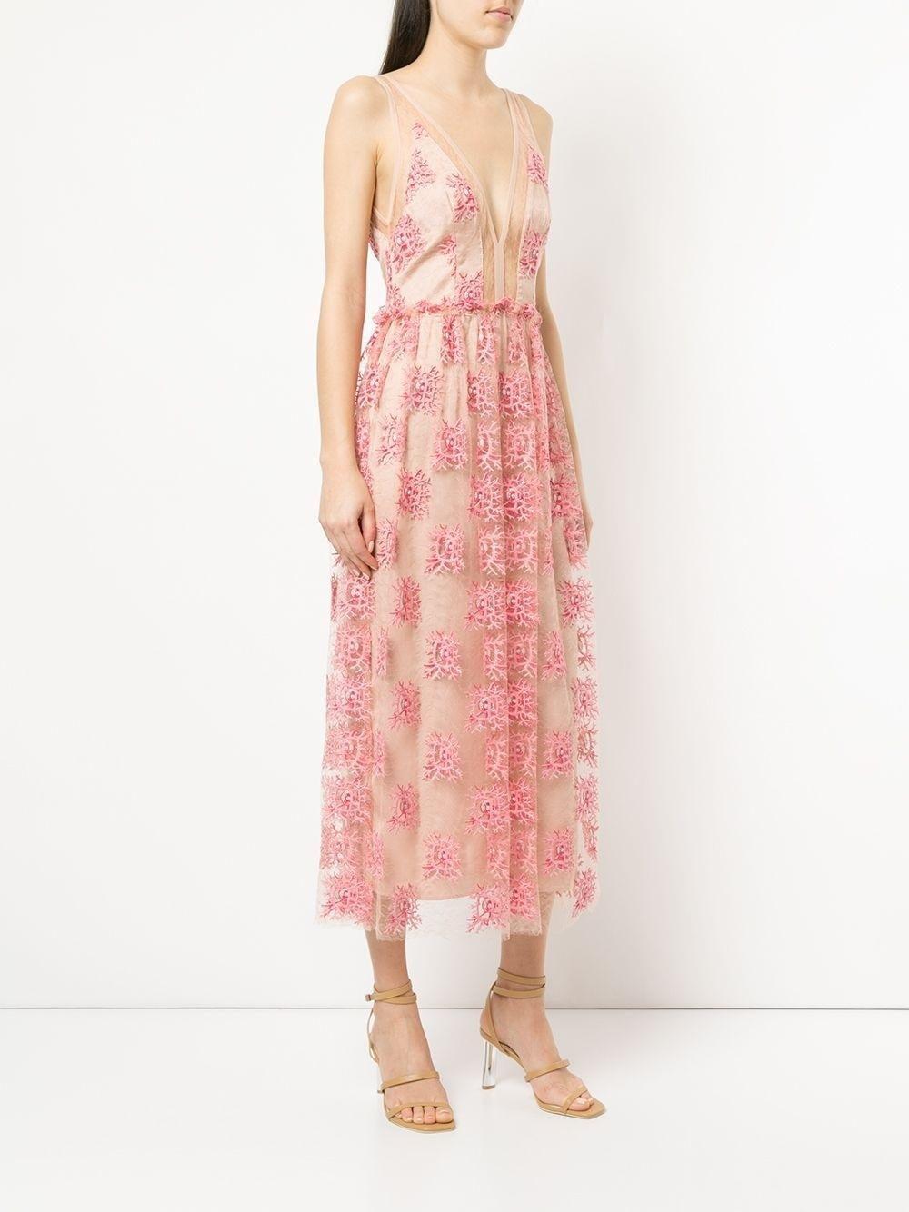 Manning Cartell Embroidered Sheer Midi Dress Pink Size 6 for rent on The Volte - main image