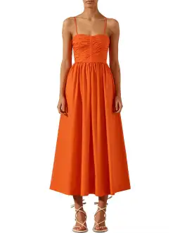 Shona Joy Kohala Ruched Panel Midi Orange Size AU 10 for rent on The Volte - image 1