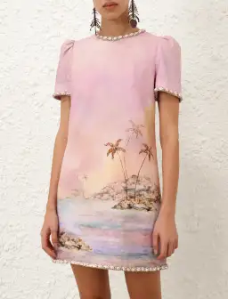 Zimmermann Dawning Embellished Mini Dress Print Size 3 / AU 14 for rent on The Volte - image 1