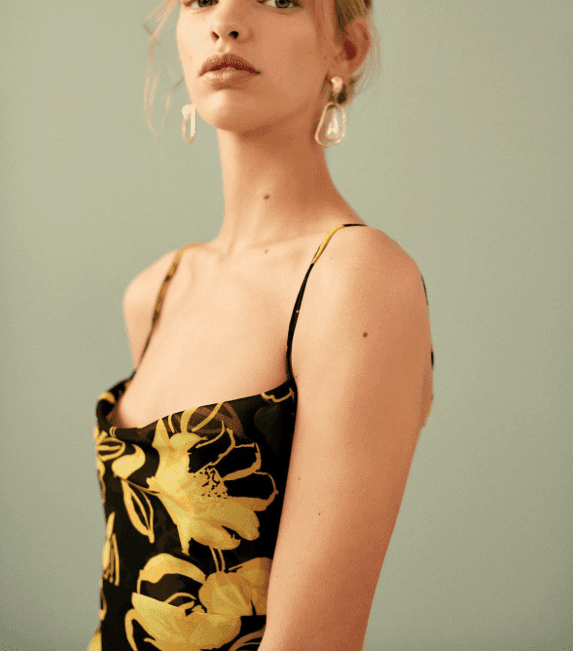 C/MEO Collective On and Off Midi Dress in Black Abstract Floral Size 10 - Image 4