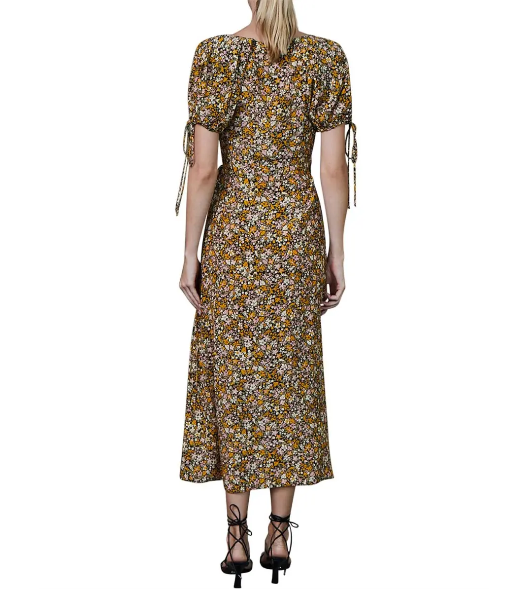 BEC+ BRIDGE MAISIE SILK SHORT SLEEVE FLORAL PRINT MIDI DRESS SIZE AU 6 for rent on The Volte - main image
