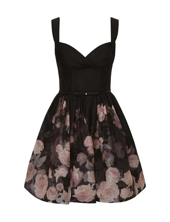 Zimmermann Crush Picnic Mini Dress Black Floral Size 0/AU8 for rent on The Volte - main image