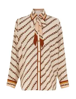 Zimmermann The Relaxed Shirt and Belted Wide Leg Pan Size 0P/Au 6 and Size 1/Au 10 in Cream Chain for rent on The Volte - image 1