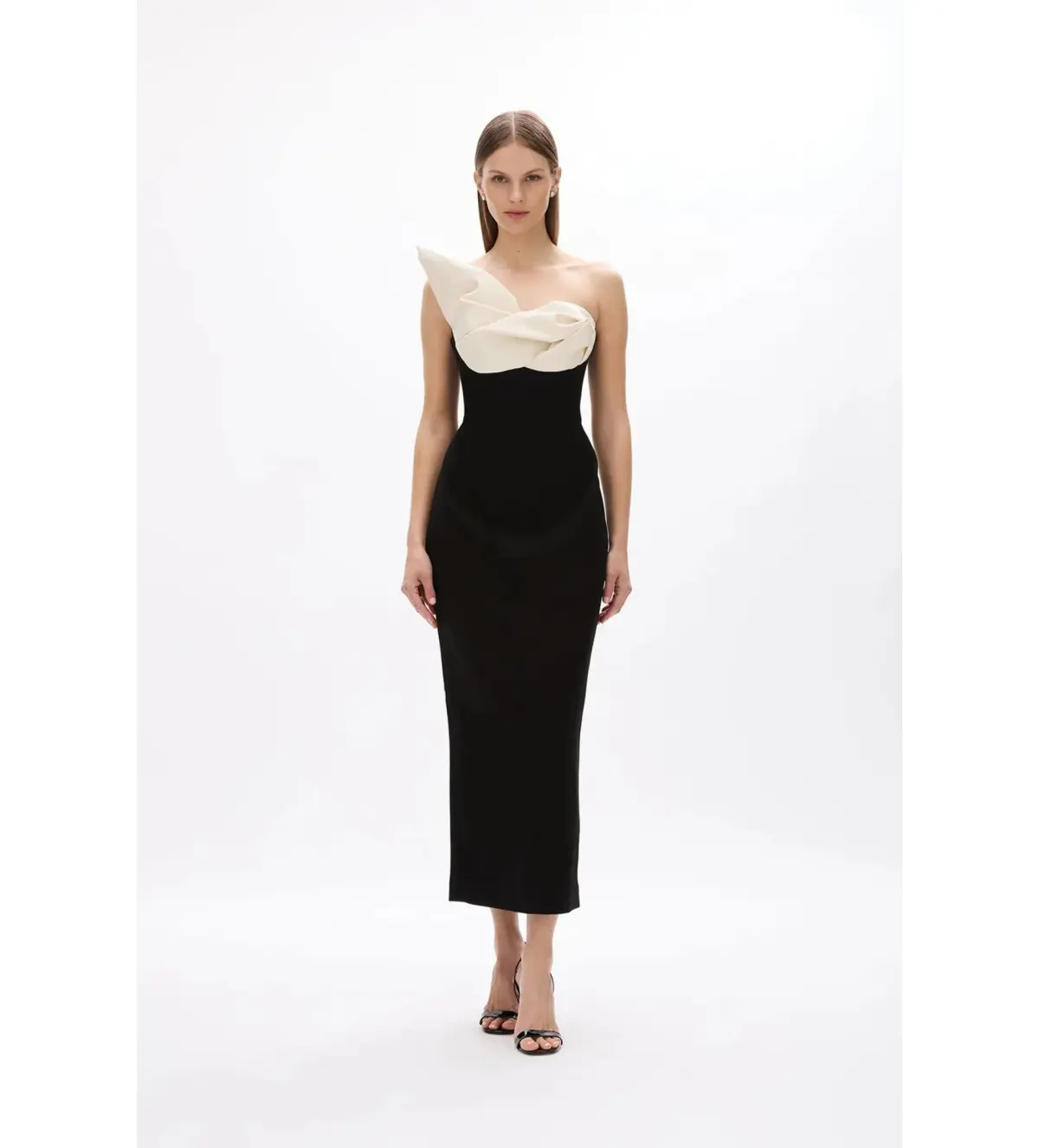Rachel Gilbert Cassidy Midi Dress Black/Coconut Size AU 8 - Image 1