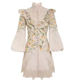 Zimmermann Coaster Battenburg Mini Dress in Blush Garden Floral Size 0/AU 8 for rent on The Volte - image 4