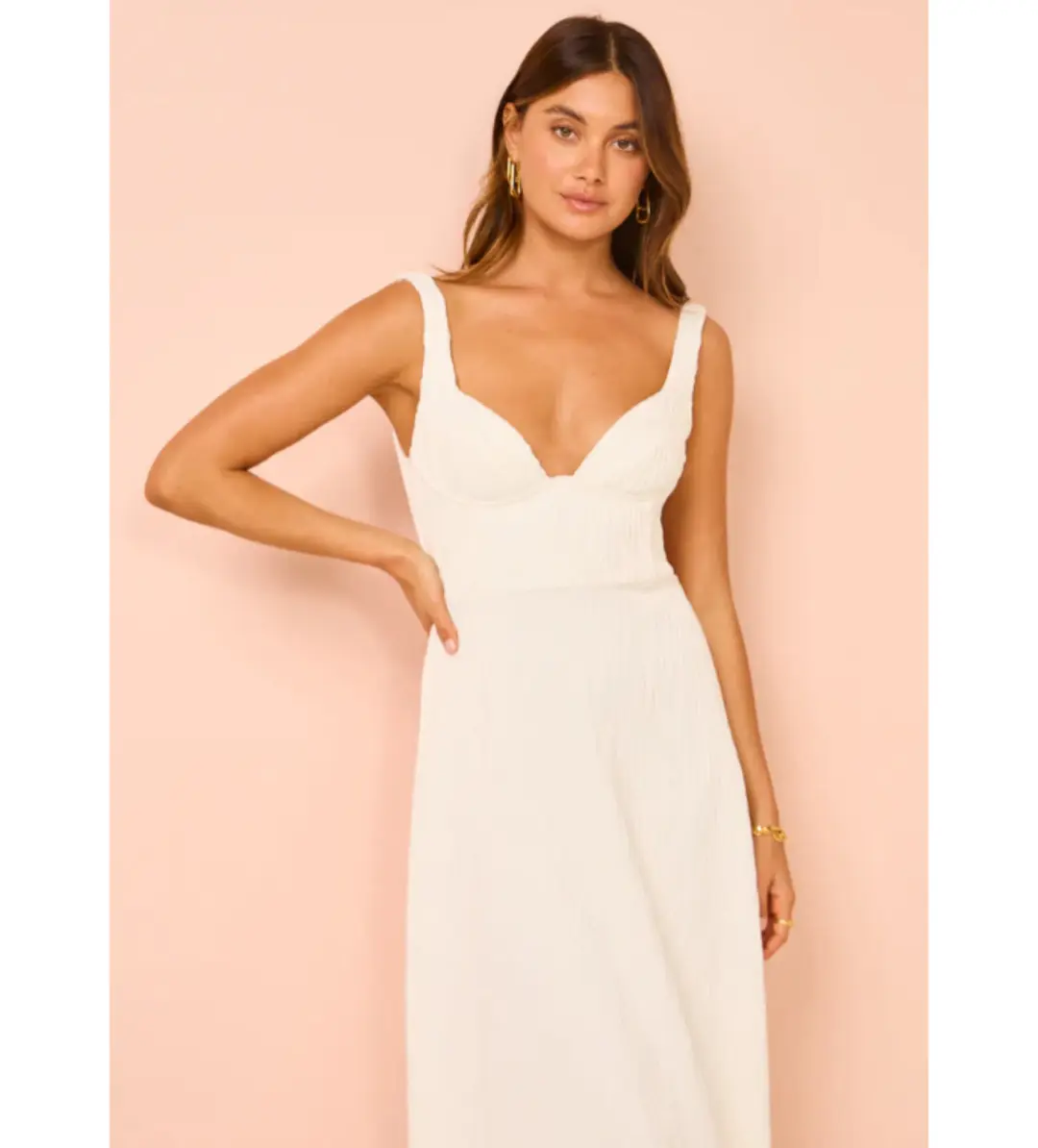 Issy Cupped Rib Maxi Dress White Size 6 for rent on The Volte - main image
