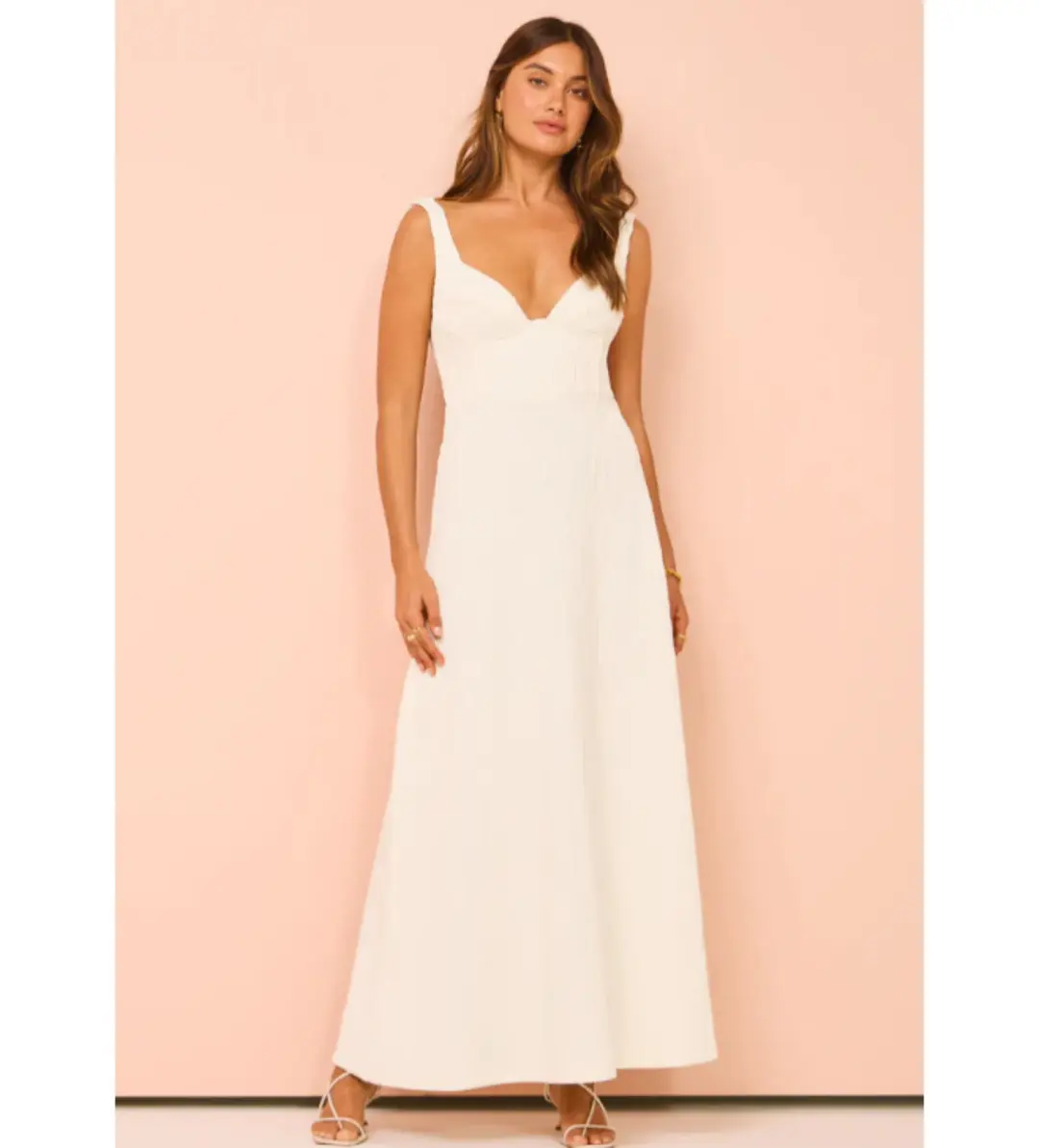Issy Cupped Rib Maxi Dress White Size 6 for rent on The Volte - main image