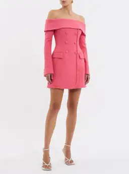 Rebecca Vallance Montana Off Shoulder Mini Dress Rose Pink Size 8