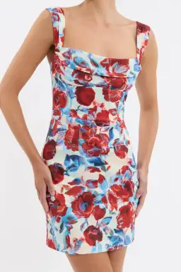 Rebecca Vallance Fleurette Mini Dress Blue/Red Floral Print Size 8 for rent on The Volte - image 2