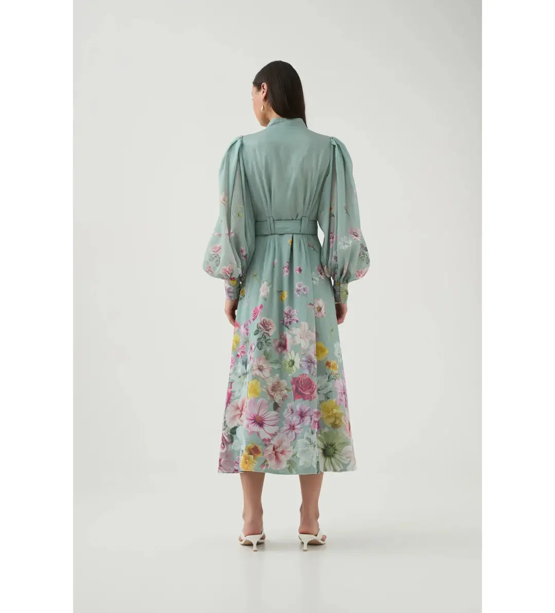 Aje Fleur Shirt Dress Mist Collage Floral Size 10 for rent on The Volte - main image