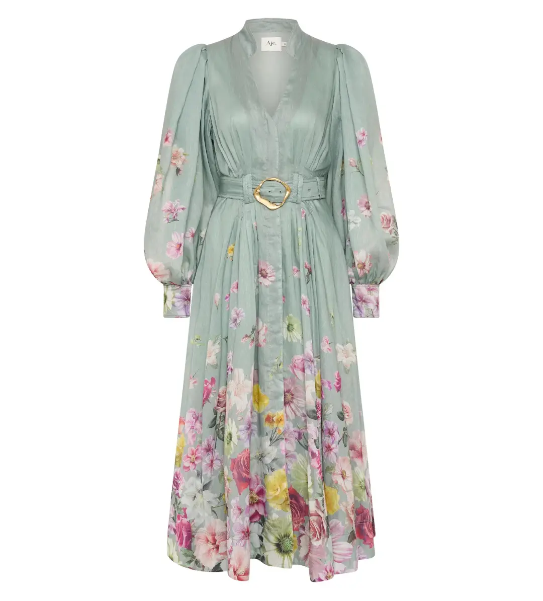 Aje Fleur Shirt Dress Mist Collage Floral Size 10 for rent on The Volte - main image