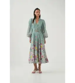 Aje Fleur Shirt Dress Mist Collage Floral Size 10 for rent on The Volte - image 1