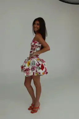 Aje Violette Bubble Hem Mini Dress Collage Floral Size AU 8 for rent on The Volte - image 3