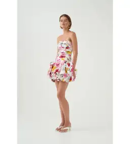 Aje Violette Bubble Hem Mini Dress Collage Floral Size AU 8 for rent on The Volte - image 4