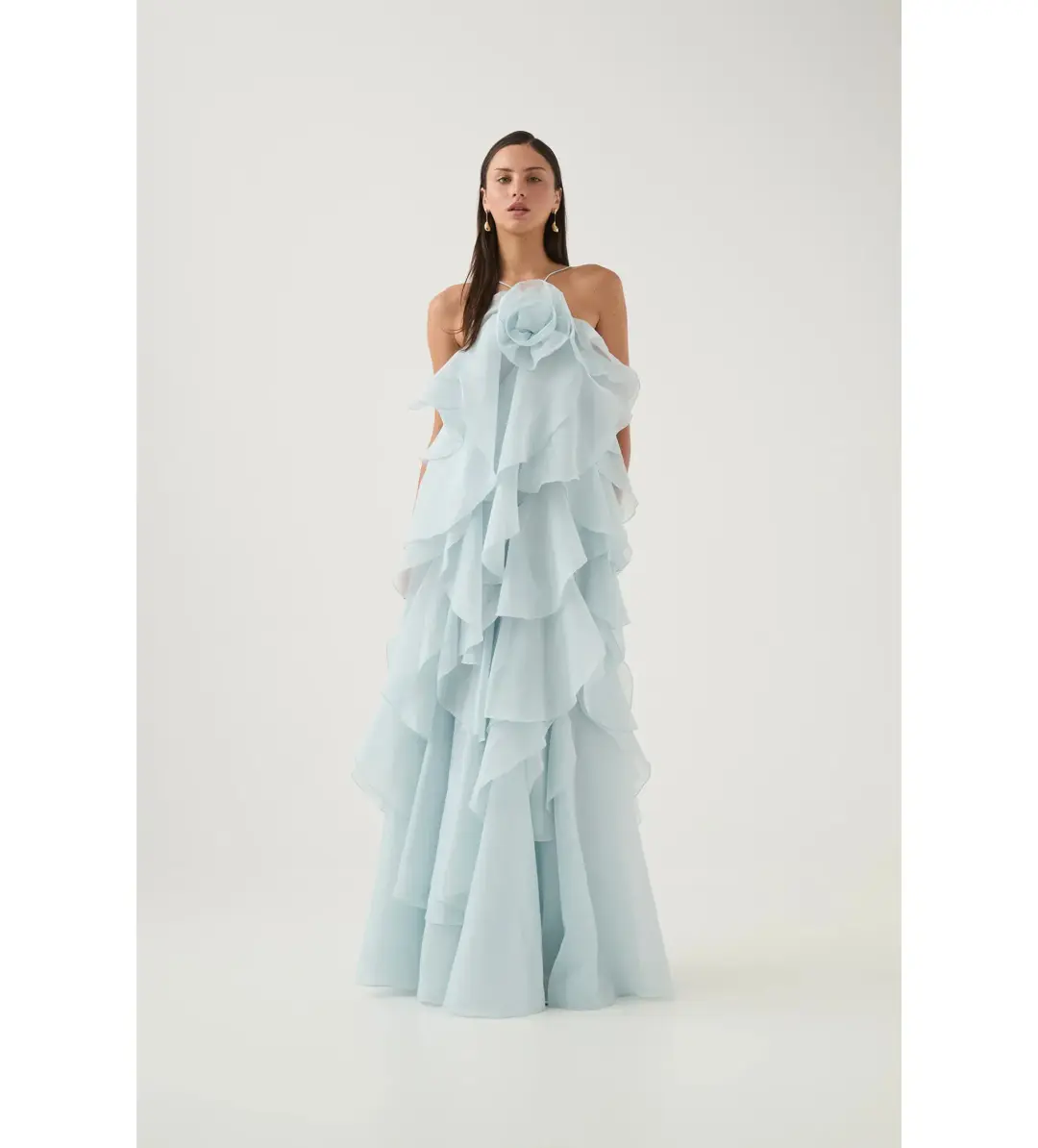 Aje Pandorea Layered Maxi Dress Silver Blue Size AU 8 for rent on The Volte - main image