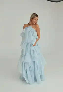 Aje Pandorea Layered Maxi Dress Silver Blue Size AU 8 for rent on The Volte - image 1