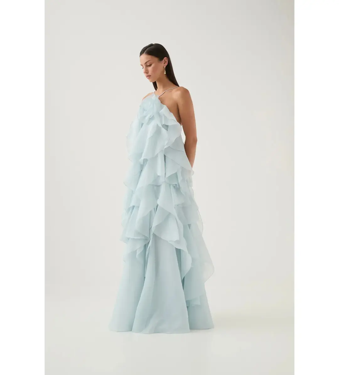 Aje Pandorea Layered Maxi Dress Silver Blue Size AU 8 for rent on The Volte - main image