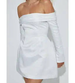 Odd Muse The Ultimate Muse Satin Bardot Mini Dress White Size S / AU 8 for rent on The Volte - image 4