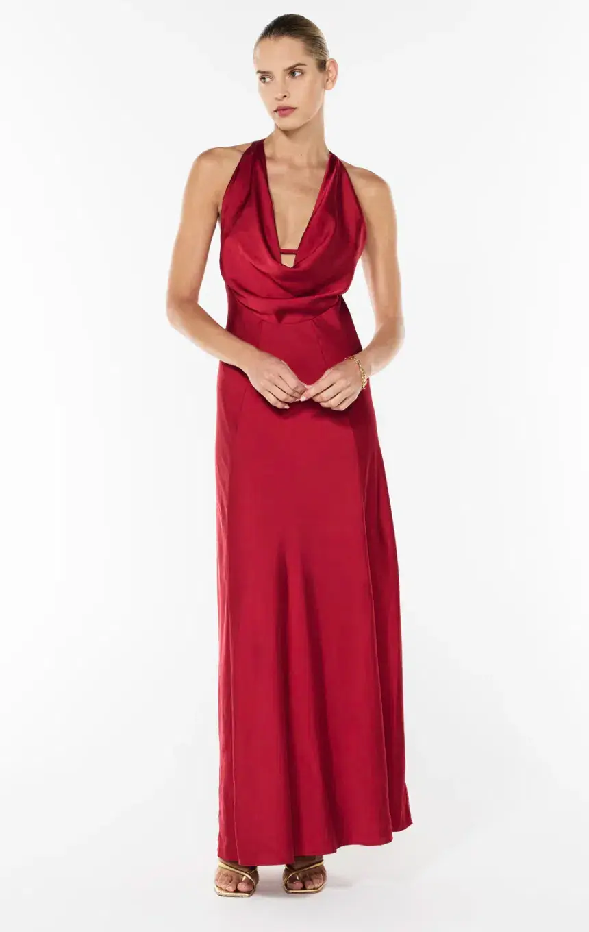 Manning Cartell Charmed Cowl Slip Maxi Dress in Ruby Red Size AU 4 for rent on The Volte - main image