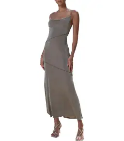 MISHA Neri Slinky Jersey Maxi Dress Khaki Size 12 for rent on The Volte - image 1