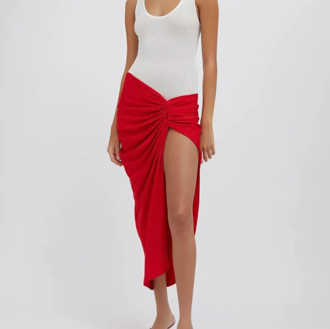 Christopher Esber Euripipdes Ruched Skirt Red Size 8 for rent on The Volte - main image