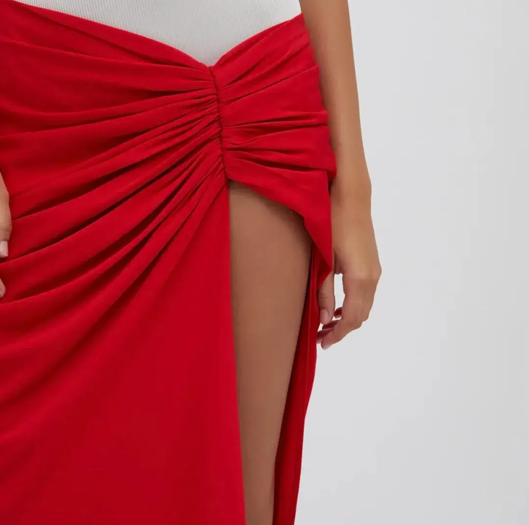 Christopher Esber Euripipdes Ruched Skirt Red Size 8 for rent on The Volte - main image