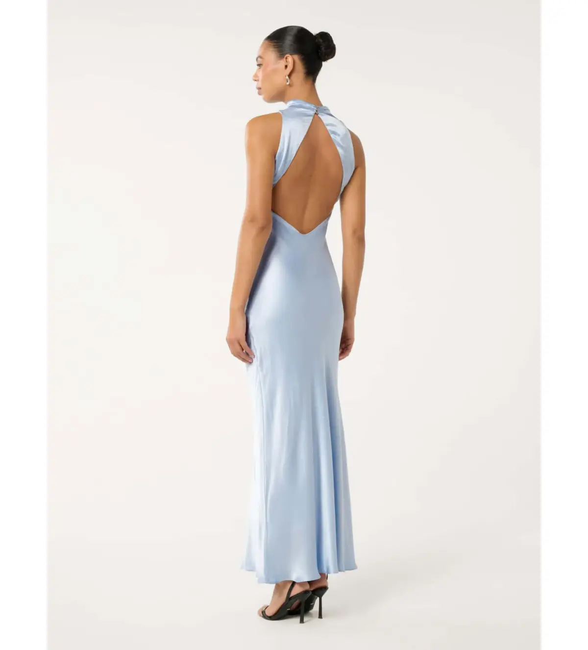 Forever New Michelle Open-Back Satin Maxi Dress Blue Size 12 - Image 4
