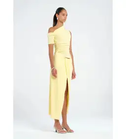 Benni Cleo One Shoulder Maxi Dress in Butter Size AU 6 for rent on The Volte - image 2