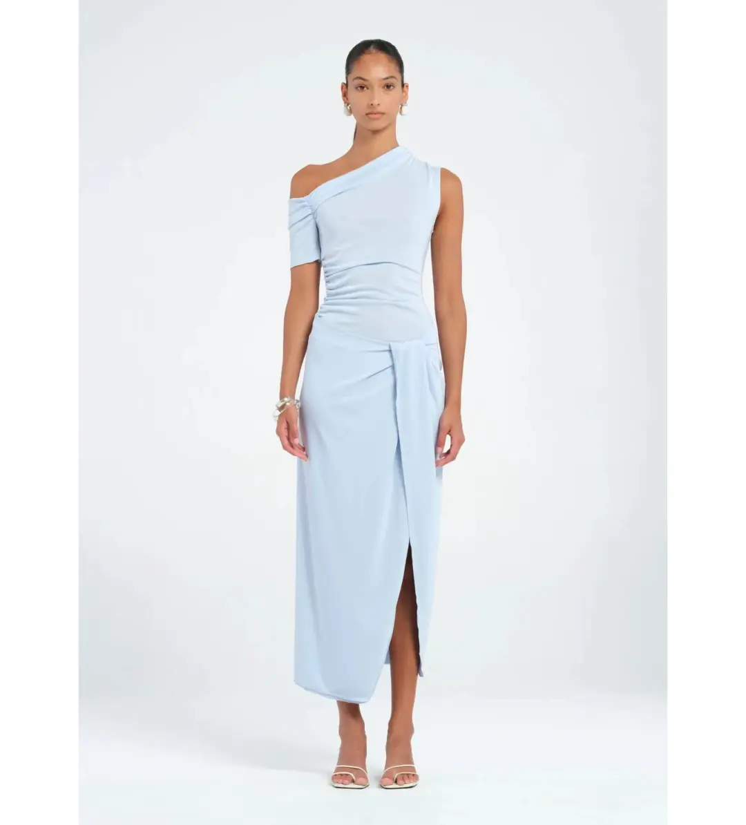 Benni Cleo One Shoulder Maxi Dress in Sky Blue Size AU 10 for rent on The Volte - main image