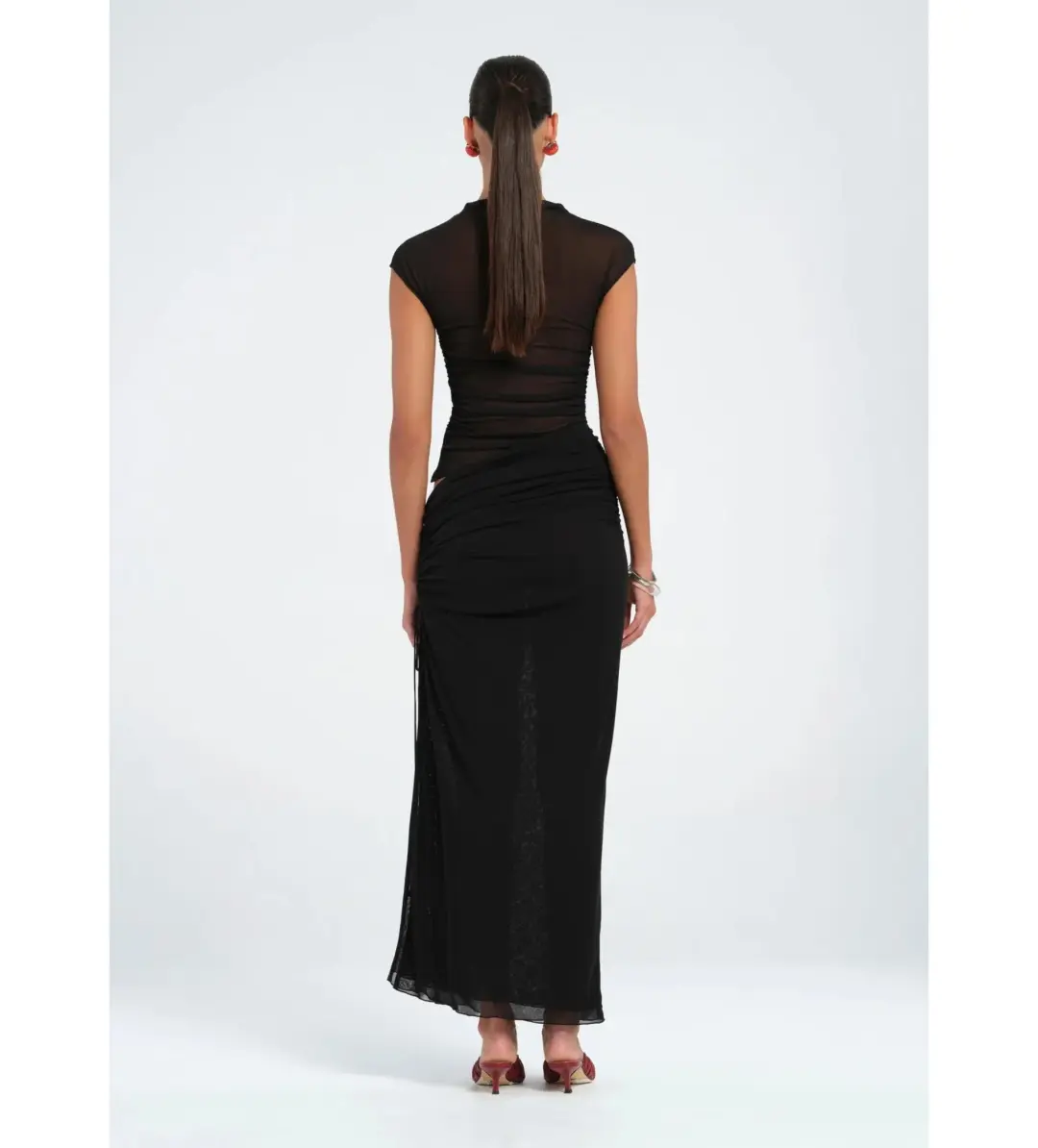 Benni Milo Mesh Maxi Dress in Black Size AU 6 for rent on The Volte - main image