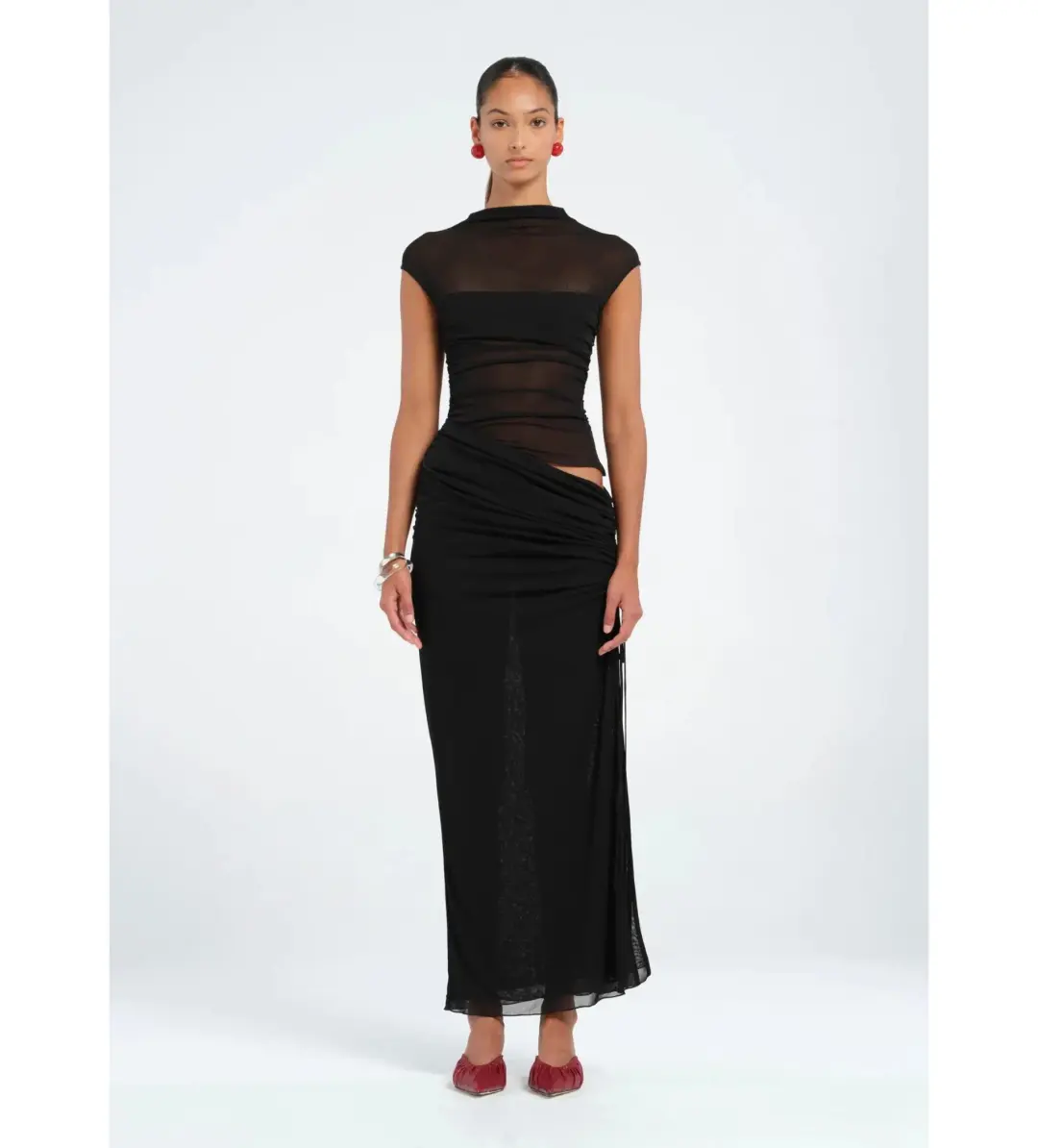 Benni Milo Mesh Maxi Dress in Black Size AU 6 for rent on The Volte - main image