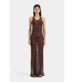 Sir the Label Toni Halter Maxi Dress in Chocolate Dot Size AU 8 for rent on The Volte - image 1