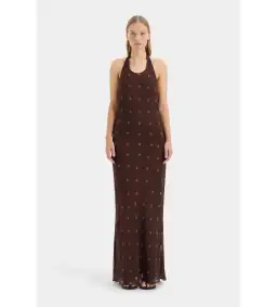 Sir the Label Toni Halter Maxi Dress in Chocolate Dot Size AU 8 for rent on The Volte - image 2